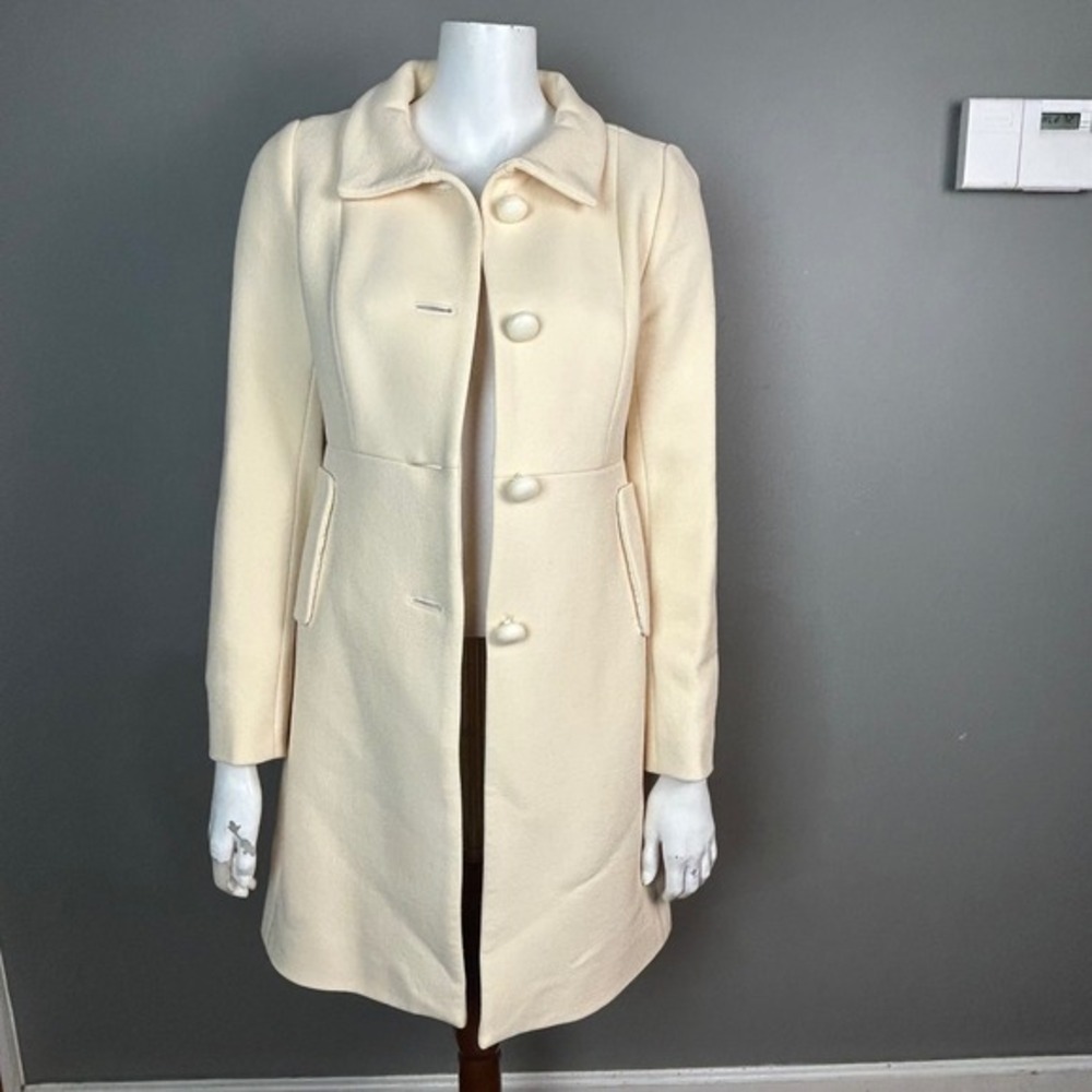 J. Crew Coat Women's Size 0 Wool Midi Length Retro Minimalist Elegant
